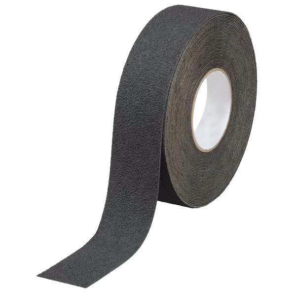 Industrial Anti-Slip Safety Tape Black – Heavy Duty PVC Quartz Sand, High Traction for Stairs, Floors, Ramps, Indoor & Outdoor Use